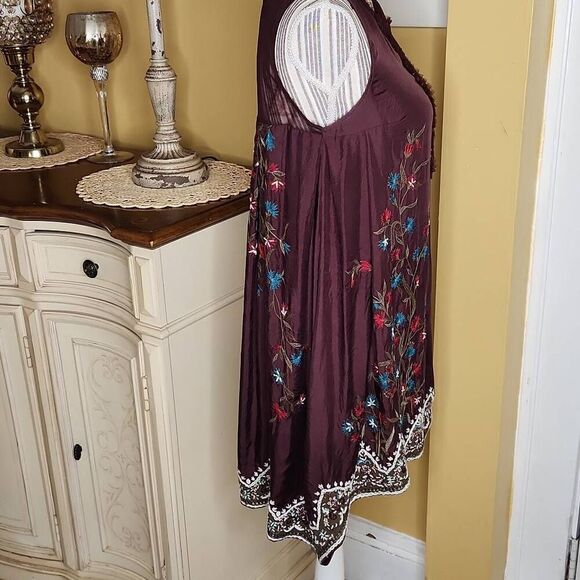 Taurun Tahiliani 100% silk brown embroidered dress made in India women's size Sm - Picture 2 of 4